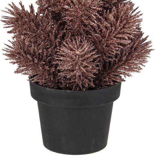 8.5" Unlit Glittered Pine Artificial Potted Christmas Tree